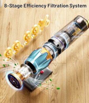 Cordless Vacuum Cleaner, 45Kpa/550W Stick Vacuum with Touch Screen, Max 65Mins Vacuum Cleaners for Home, Upgraded Green Light & Anti-Tangle Wireless Vacuum for Pet Hair/Carpet/Hardwood Floor - Image 6