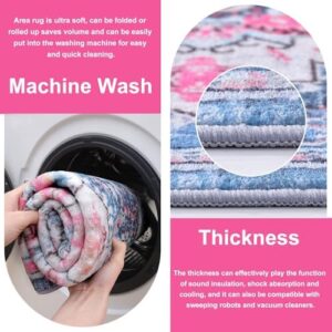 Smiry 6x9 Area Rugs for Living Room, Boho Chic Style Printed Rugs, Low Pile, Non-Shedding, Easy Care, Machine Washable Lightweight Floor Carpets Rugs for Bedroom, Dining Room, Home Office, Pink - Image 4