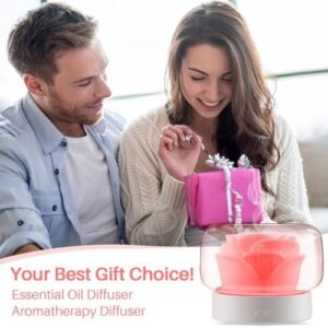 Essential Oil Diffuser Humidifier 2-in-1 Cool Mist Aromatherapy Diffuser with 7 Colors Night Lights Waterless Auto-Off Humidifier for Home Bedroom Office Yoga (White) - Image 8