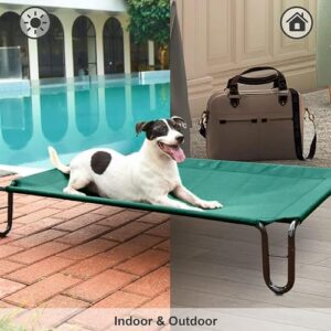 pettycare Elevated Outdoor Dog Bed - Dog Cots beds for Medium Dogs, Waterproof Raised Dog Bed Easy to Assemble, Cooling Elevated Dog Bed with Teslin Mesh, Durable, Non Slip, Up to 40 lbs,Green - Image 5