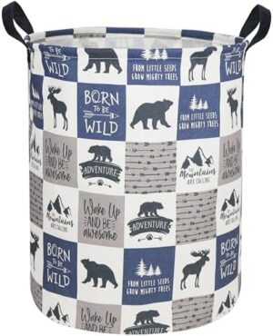 Kids Laundry Hamper, Animal Laundry Basket Collapsible Nordic Style Storage Baskets for Home Decor,Office,Toy Organizer,(Bear)