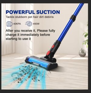 Cordless Vacuum Cleaner, Stick Vacuum with Powerful Suction, 45Mins Runtime Vacuum Cleaners for Home with Touch Screen, Anti-tangle and 1.5L Dust Cup, Vacuum Cleaners for Pet Hair/Carpets/Hard Floors - Image 2