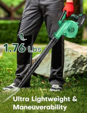 K I M O. Cordless Leaf Blower Vacuum Combo 4 IN 1, 3 Nozzles for Inflation & Compression,3 Modes & Variable Speed, 20000RPM 150MPH, 2000mAh Battery, Extended Tube, Mini Leaf Blowers for Lawn Care|Yard - Image 5