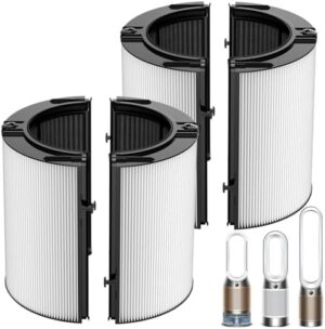 360° Combi Glass H13 Hepa + Activated Carbon Filter Compatible with Dyson TP07 TP10 TP06 HP06 TP04 HP04 PH02 PH01 PH03 PH04 HP09 TP09 HP07 HP10 Air Purifier, 2-in-1 Replacement Filters, 2 Pack