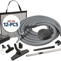 Central Vac System Carpet and Bare Floor Air Turbine Pet Care Attachment Set for Cleaning Home, Includes 30FT Crushproof Hose, Air turbine and Soft-Bristle Brush, Crevice Tool, Wand & Mesh Storage Bag