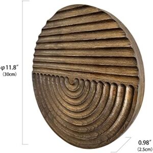Musanpou Hand-carved Wood Wall Decor featuring Artistic Round Design for Farmhouse and Country-style Interiors | Wall Art Decoration | 11.8 inches x 11.8 inches (brown) - Image 3