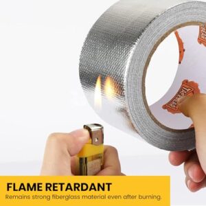 Aluminum Foil Heat Shield Tape 2inch x 65Yards, Aluminized Fiberglass Cool Tape 5.5mil Heat Resistant Tape Thermal Barrier for Air Dryer Vent, HVAC, Heating Unit, Hose and Pipe, 5Rolls/980Ft - Image 3