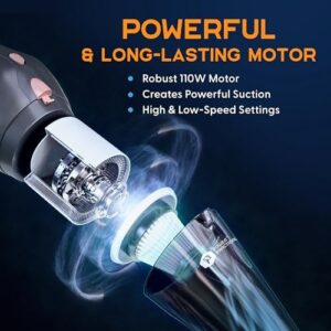 Power Practical Handheld Vacuum Cordless - Rechargeable Portable Car Vacuum W/Strong Suction- Small, Mini Vacuum Cleaner for Car, Couch, & Home - Aspiradora para Carro - Image 8