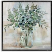 Stupell Industries Soothing Eucalyptus Flower Herb Arrangement Rustic Jar Framed Wall Art, Design by Nan