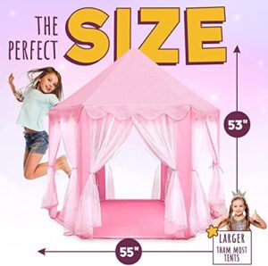 ORIAN Princess Castle Playhouse Tent for Girls with LED Star Lights – Indoor & Outdoor Large Kids Play Tent for Imaginative Games – ASTM Certified, 230 Polyester Taffeta. Pink 55"x53". - Image 5
