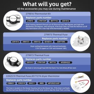 NED5800HW0 NED5800HW1 NED7300WW0 Dryer Heating Element WP3387747 for Amana Whirlpool WED6120HC1 WED6120HW1 WED6620HW1 WED6720RR0 WED7120HW1 WED8127LC1 WED8127LW1 WED8620HW1 WED90HEFW1 WED92HEFW1 - Image 3