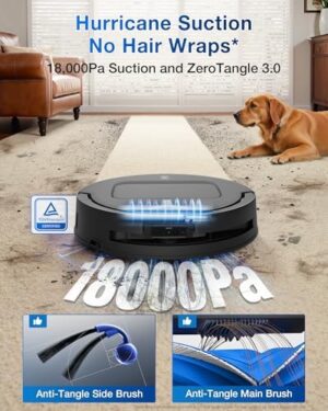 ECOVACS DEEBOT T80 Omni Robot Vacuum and Mop, 18,000Pa Suction, OZMO™ Roller Real-Time Mop Washing, Self-Emptying, Hot Air Drying, AI Navigation, Anti-Tangle Brush, for Pets, Carpets & Hard Floors - Image 3