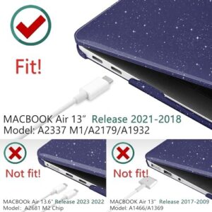 DONGKE for MacBook Air 13 inch Case 2021-2018 Release A2337 M1 A2179 A1932, Bling Plastic Hard Shell Case & Keyboard Cover Only Compatible with MacBook Air 13 inch Retina Fits Touch ID, Starry Blue - Image 2