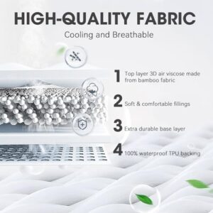 HYLEORY Full Size Waterproof Mattress Protector Viscose Made from Bamboo Cooling Mattress Pad Cover Breathable Soft 3D Air Fabric Noiseless Washable Fitted Sheet with Deep Pocket Up to 21" - Image 5