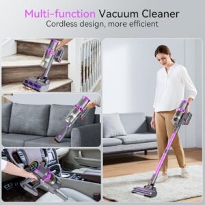 Cordless Vacuum Cleaner, 550W 45Kpa Vacuum Cleaners for Home, Stick Vacuum with Touch Screen, Up to 50 Min, Self-Standing, Lightweight, Rechargeable Cordless Vacuum for Hardwood Floor, Carpet,Pet Hair - Image 6