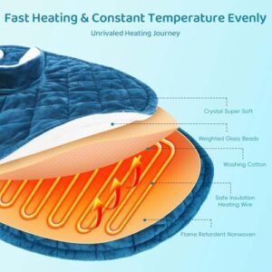 Heating Pad for Neck Shoulder, 5 Heat Setting 2H Auto Off 2.4lb Weighted Large Heating Pad for Pain Relief, Gifts for Women Men Mom Dad Parents Birthday Valentine's Day Gift - Image 2