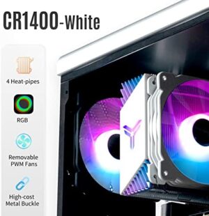 Jonsbo CR1400 RGB CPU Air Cooler, 4 Heat-Pipes, 126mm RGB CPU Fan, Removable 92mm PWM Fans, Fins Bending, 4-pin RGB CPU Cooler, RGB Lighting for AMD Ryzen/Intel LGA 1700 115X, White - Image 2