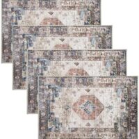 4 Pcs Retro Indoor Doormat,Non Slip Washable Floor Mat 24" x 36" Area Rug Absorbent Entrance Rug Distressed Front Door Mat,Welcome Mats Entryway Doormats