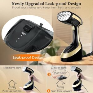 Handheld Garment Steamer for Clothes 1800W: Upgraded Leak-proof Design, Strong Penetrating Steam, 2 in 1 Fabric Wrinkle Remover with Lint Brush - Portable Steamer for Home Mothers Day Gifts - Image 5