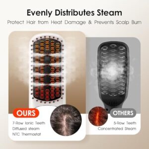 Steam Hair Straightener Brush - 3-in-1 13 Temperatures Straightening Comb - 3s Fast Heating, Nourish, Prevent Scalp Burn, Hair Protection, for Home Use and Travel, Gift for Women - Image 6
