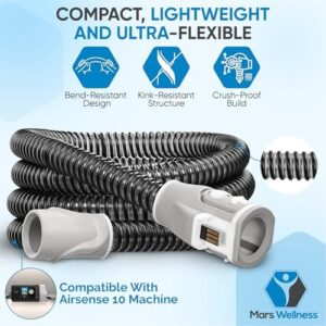 Mars Wellness CPAP Heating Tube 6-Foot - Compatible with AirSense 10 and AirCurve 10 Machines - Replacement for ClimateLine, Flexible CPAP Hose for Climate Control and Rainout Prevention - Image 7