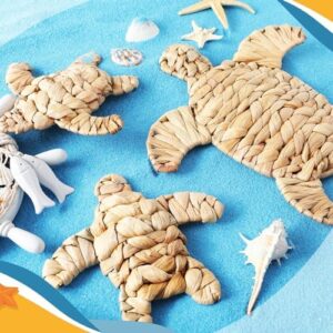 Threehoney 3 Pcs Sea Turtle Beach Theme Decor 2 Size Handmade Wicker Sea Turtle Wall Decor Hanging Coastal Nautical Sculpture for Boho Bathroom Indoor Outdoor Table Wall Art Ornament - Image 2