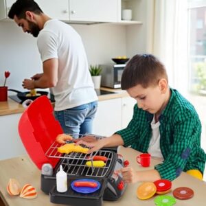 Kids Play Food Grill with Pretend Smoke Sound Light Kitchen Playset BBQ Accessories Camping Cooking Set Barbecue Toddler Girl Boy Toy 2 3 4 5 6 Year Old 4-8 Birthday Kid Toy Idea - Image 7