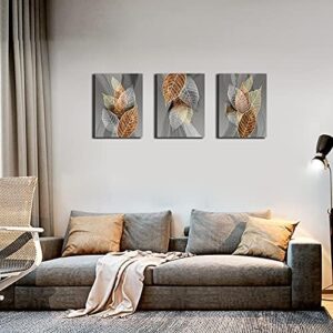 Canvas Wall Art For Living Room, Family Wall Decorations, Kitchen, Bathroom, Bedroom Modern Wall Decor Black Paintings Abstract Leaves Pictures Artwork Inspirational Home Decor 3 Pieces - Image 3