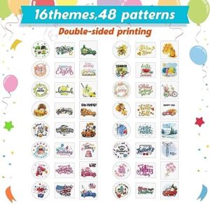 Bencailor 48 Pcs Interchangeable Seasonal Farmhouse Tiered Tray Decor Set Include Wood Frames with Ladders Cards Bow Knot,Tray Not Included(Year Round Seasonal) - Image 5