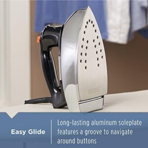 BLACK+DECKER The Classic Iron, F67E-T, Aluminum Soleplate, Steam or Dry Ironing, 7 Temperature Settings, Anti-Drip - Image 5