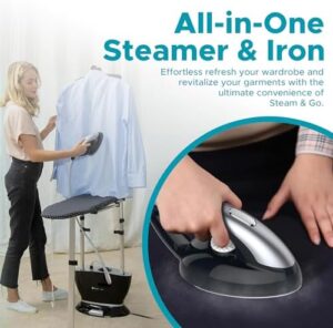 Steam & Go - All-in-One Garment Steamer and Iron, Pressurized Steamer For Clothes with Ironing Board and Clothing Hanger, Steam Iron Fabric Steamer for Wrinkles and Creases, Chemical-Free - Image 3