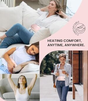 Portable Cordless Heating Pad,Heating Pad 5s Fast Heating,Heating Pads for Cramps with 3 Heat Levels and 3 Massage Modes,Menstrual Heating Pad for Women and Girl (Pink) - Image 7