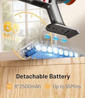Cordless Vacuum Cleaner, 45Kpa/550W Stick Vacuum with Touch Screen, Max 65Mins Vacuum Cleaners for Home, Upgraded Green Light & Anti-Tangle Wireless Vacuum for Pet Hair/Carpet/Hardwood Floor - Image 3