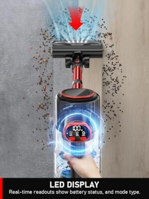 Cordless Vacuum Cleaner, 8-in-1 Vacuum Cleaners for Home, 45Mins Runtime Anti-Tangle Stick Vacuum with LED Display, 3 Modes Suction, Lightweight Vacuum for Hardwood Floor/Carpet/Pet Hair - Image 3