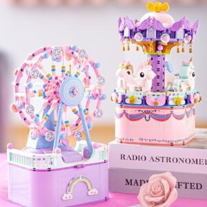Music Box Building Toys, Rotating Ferris Wheel DIY Building Block for Girls and Boys 6-12 Years Old, 710 pcs, Christmas and Valentine Gifts for Adults and Aged 8 9 10 11 12 Kids - Image 4
