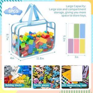 8 Packs 8 Colors Large Toy Storage Bags with Zipper and Labels, Clear PVC Waterproof Toy Organizers Bags for Board Games, Puzzles Pieces, Building Blocks, Handmade Accessories, Kid Books - Image 3