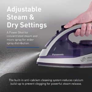Panasonic Dry and Steam Iron with Alumite Soleplate, Fabric Temperature Dial and Safety Auto Shut Off – 1700 Watt Multi Directional Iron – NI-W950A, Purple - Image 6