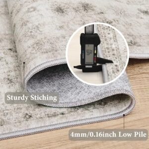 Area Rug 6x9 Vintage Rug: Washable Indoor Medallion Rugs Low Pile Distressed Floor Carpet Retro Accent Rug for Living Room Bedroom Kitchen Dining Table Home Office(Distressed Taupe, 6'x9') - Image 7