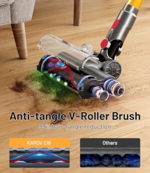 Cordless Vacuum Cleaner, 45Kpa/550W Stick Vacuum with Touch Screen, Max 65Mins Vacuum Cleaners for Home, Upgraded Green Light & Anti-Tangle Wireless Vacuum for Pet Hair/Carpet/Hardwood Floor - Image 4