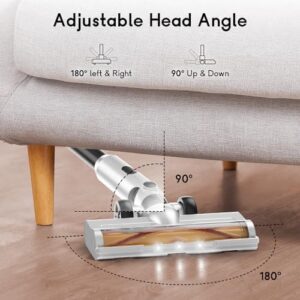Cordless Vacuum Cleaner for Home - Lightweight, 30Kpa Stick Vacuum Clean with Rechargeable Battery, Max 45Mins Runtime, 8 in 1 Handheld Vacuum for Hardfloor & Carpets Pet Hair, White - Image 6