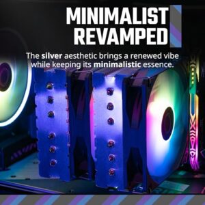 Cooler Master Hyper 620S Dual Tower CPU Air Cooler, ARGB Sync, 120mm PWM Fan, 6 Copper Direct Contact Heat Pipes, 154.9mm Tall Silver - Image 2