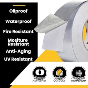 Aluminum Foil Heat Shield Tape 2inch x 65Yards, Aluminized Fiberglass Cool Tape 5.5mil Heat Resistant Tape Thermal Barrier for Air Dryer Vent, HVAC, Heating Unit, Hose and Pipe, 5Rolls/980Ft - Image 2