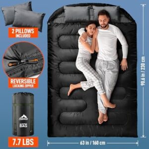 MEREZA Double Sleeping Bag for Adults Mens with Pillow, XL Queen Size Two Person Sleeping Bag for All Season Camping Hiking Backpacking 2 Person Sleeping Bags for Cold Weather & Warm - Image 6