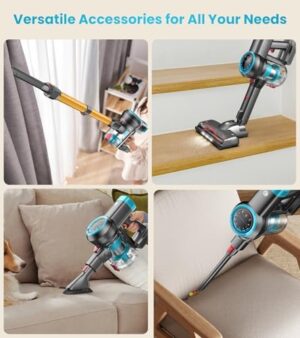 Cordless Vacuum Cleaner, 550W/45Kpa Vacuum Cleaners for Home with Self-Standing, MAX 60Mins Vacuum with LED Display, Anti-Tangled Stick Vacuum, Lightweight Vacuum Cleaner for Carpet/Pet Hair - Image 9