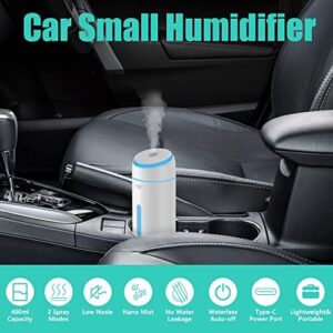 Small Humidifiers for Bedroom Nightstand Room 400ML USB Humidifer Plant Cool Mist Humidifier Easy Clean Travel Mini Portable Personal Desk Car Quiet Auto Shut-off Air Humidifier with Led Lights - Image 2