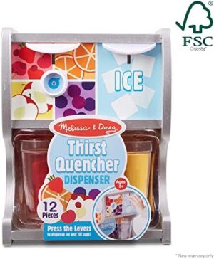 Melissa & Doug Thirst Quencher Wooden Drink Dispenser Pretend Play Set With Cups, Juice Inserts, Ice Cubes Pretend Play Soda Fountain, Food Sets For Kids Kitchen, For Kids Ages 3+ - - Image 4