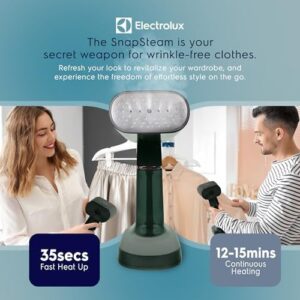 Electrolux SnapSteam Steamer for Clothes - Powerful 1200W Handheld Detachable Steam Press Iron Wrinkle Remover Portable Travel Steamer for Garments, Fabrics & Curtains, Green - Image 6