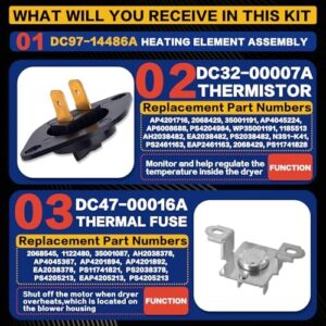 Dryer Heating Element Assembly Fit for Sam/sung DV422EWHDWR/AA DV42H5000EW DV419AEW/XAA DV42H5200EF/A3 DVE50M7450W DV395ETPASU/A1 DV365ETBGWR/A3 DV448AEP/XAA DV350AEW DV405ETPASU/AA DV395ETPASUA1 - Image 4