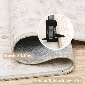 Area Rug 6x9 Vintage Rug: Washable Indoor Medallion Rugs Low Pile Distressed Floor Carpet Retro Accent Rug for Living Room Bedroom Kitchen Dining Table Home Office(Distressed Beige, 6'x9') - Image 7