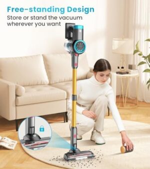 Cordless Vacuum Cleaner, 550W/45Kpa Vacuum Cleaners for Home with Self-Standing, MAX 60Mins Vacuum with LED Display, Anti-Tangled Stick Vacuum, Lightweight Vacuum Cleaner for Carpet/Pet Hair - Image 2